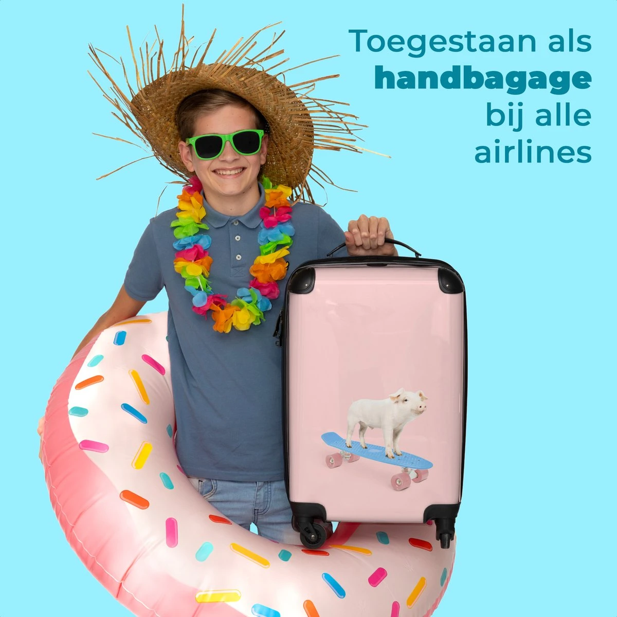 NoBoringSuitcases.com® Kinderkoffer - Trolley Kinderen - Varken - Roze - Skateboard - Kinderen - Meisje - Koffer Dieren - Past Binnen 55x40x20 Cm En 55x35x25 Cm - Reiskoffer Met Wielen 5 NoBoringSuitcases.com® Kinderkoffer - Trolley Kinderen - Varken - Roze - Skateboard - Kinderen - Meisje - Koffer Dieren - Past Binnen 55x40x20 Cm En 55x35x25 Cm - Reiskoffer Met Wielen - Afbeelding 5