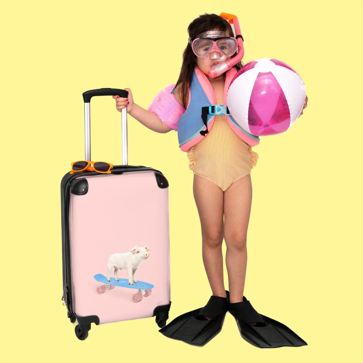NoBoringSuitcases.com® Kinderkoffer - Trolley Kinderen - Varken - Roze - Skateboard - Kinderen - Meisje - Koffer Dieren - Past Binnen 55x40x20 Cm En 55x35x25 Cm - Reiskoffer Met Wielen 6 NoBoringSuitcases.com® Kinderkoffer - Trolley Kinderen - Varken - Roze - Skateboard - Kinderen - Meisje - Koffer Dieren - Past Binnen 55x40x20 Cm En 55x35x25 Cm - Reiskoffer Met Wielen - Afbeelding 6
