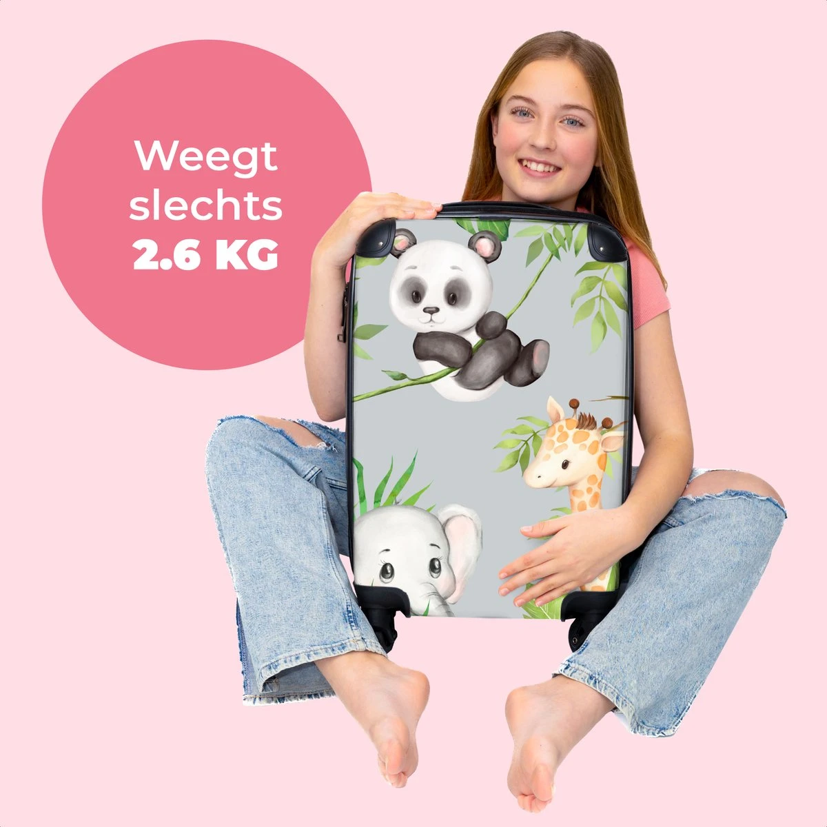 NoBoringSuitcases.com® Koffer - Jungle - Panda - Olifant - Giraffe - Kinderen - Past Binnen 55x40x20 Cm En 55x35x25 Cm - Handbagage - Trolley - Fotokoffer - Cabin Size - Print 2 NoBoringSuitcases.com® Koffer - Jungle - Panda - Olifant - Giraffe - Kinderen - Past Binnen 55x40x20 Cm En 55x35x25 Cm - Handbagage - Trolley - Fotokoffer - Cabin Size - Print - Afbeelding 2