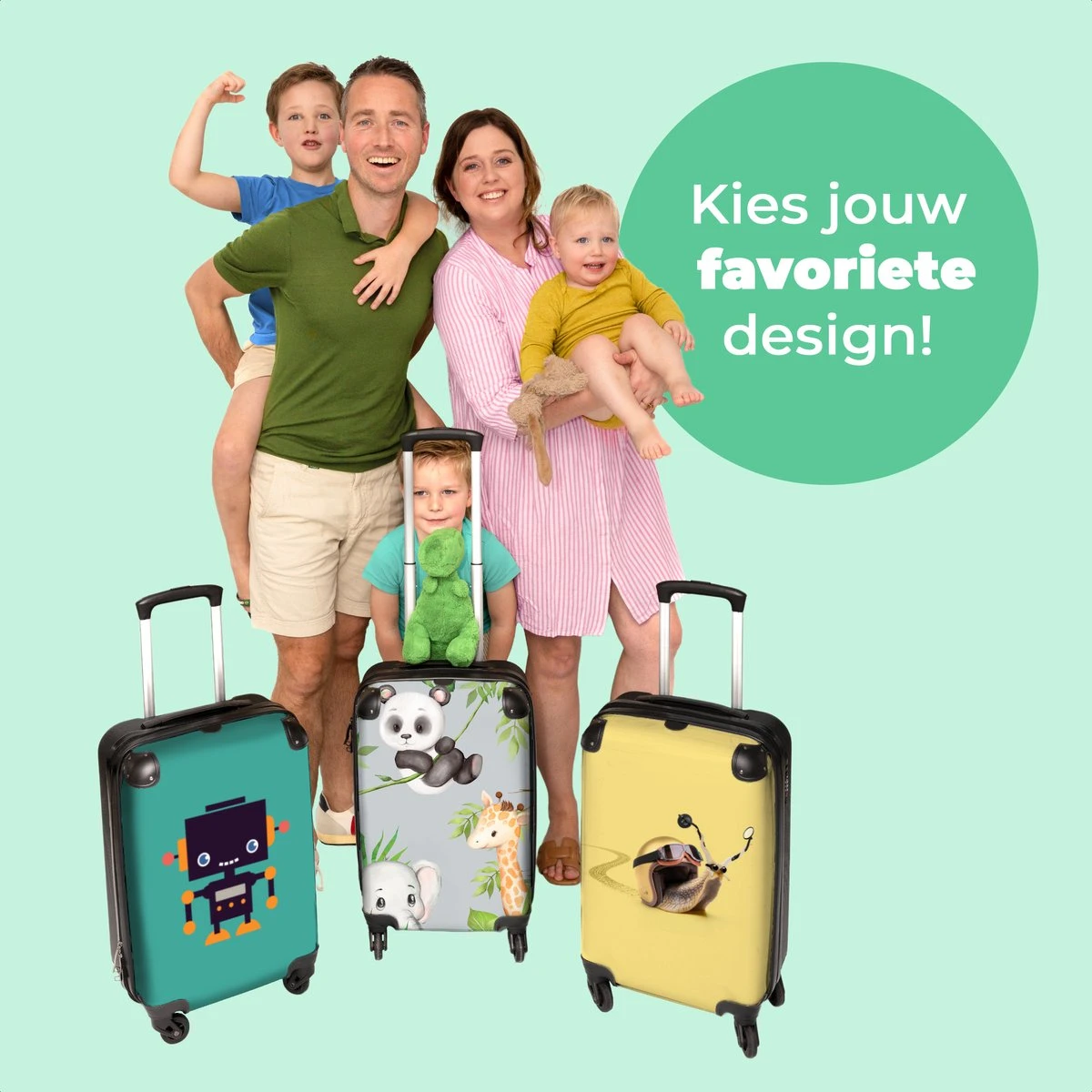 NoBoringSuitcases.com® Koffer - Jungle - Panda - Olifant - Giraffe - Kinderen - Past Binnen 55x40x20 Cm En 55x35x25 Cm - Handbagage - Trolley - Fotokoffer - Cabin Size - Print 8 NoBoringSuitcases.com® Koffer - Jungle - Panda - Olifant - Giraffe - Kinderen - Past Binnen 55x40x20 Cm En 55x35x25 Cm - Handbagage - Trolley - Fotokoffer - Cabin Size - Print - Afbeelding 8