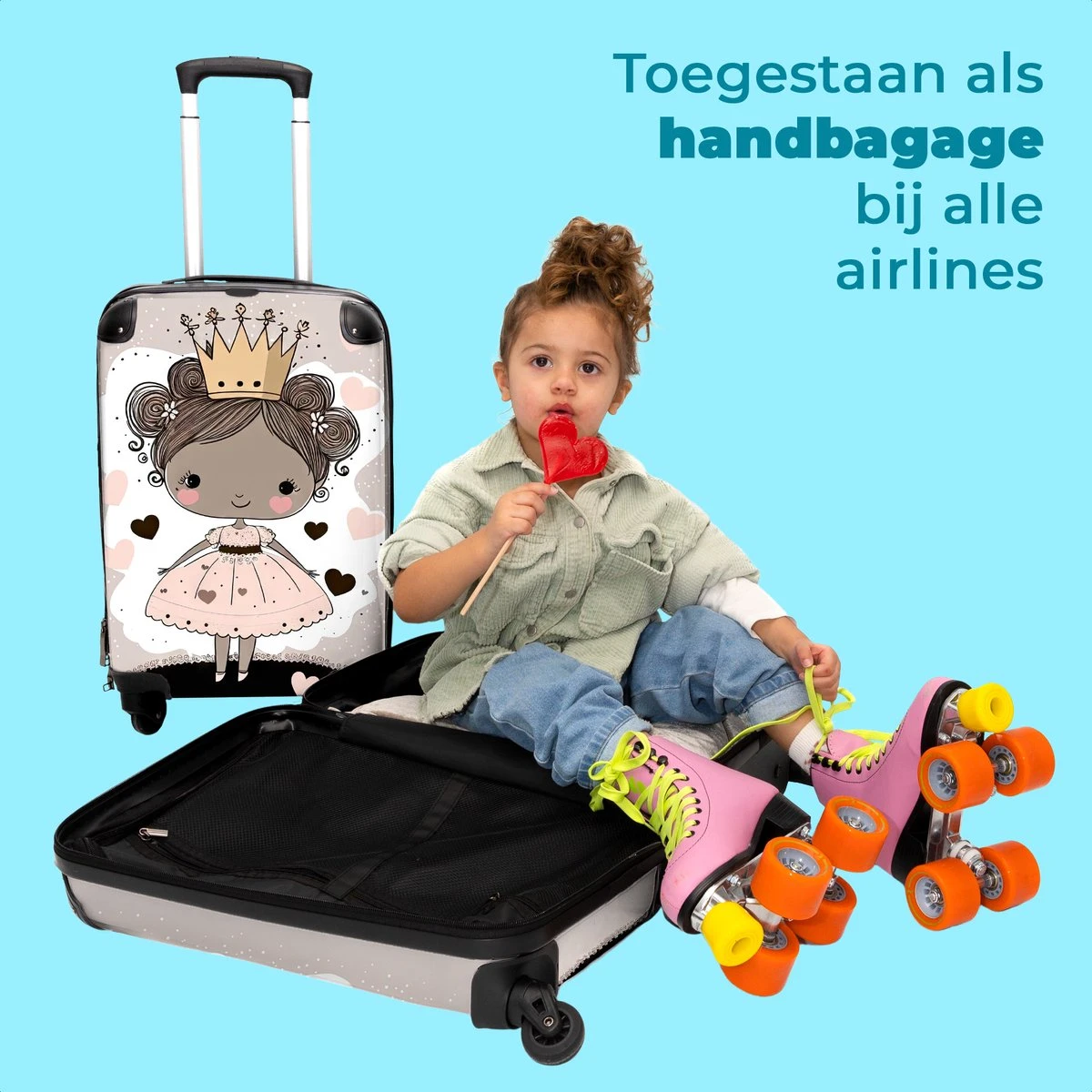 NoBoringSuitcases.com® Kinderkoffer - Trolley Op Wieltjes - Prinses - Hartjes - Kroon - Roze - Meisjes - Koffer Meisje - Past Binnen 55x40x20 Cm En 55x35x25 Cm - Reiskoffer - Fotokoffer 5 NoBoringSuitcases.com® Kinderkoffer - Trolley Op Wieltjes - Prinses - Hartjes - Kroon - Roze - Meisjes - Koffer Meisje - Past Binnen 55x40x20 Cm En 55x35x25 Cm - Reiskoffer - Fotokoffer - Afbeelding 5