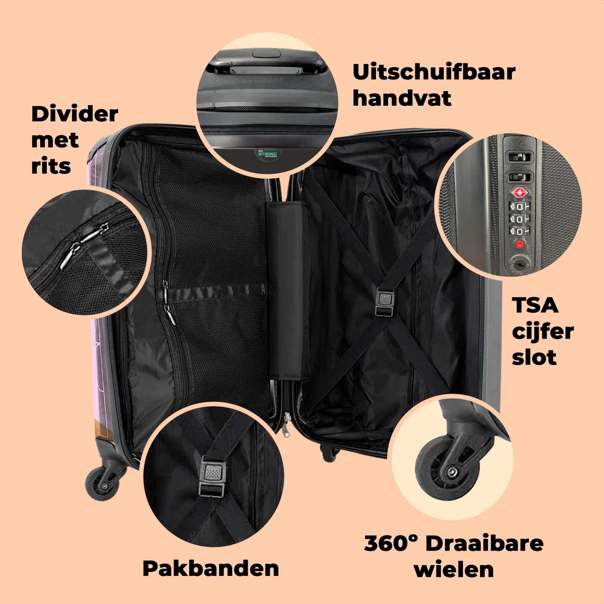 NoBoringSuitcases.com® Kinderkoffer - Hond - Dieren - Kauwgom - Roze - Kinderen - Trolley Kinderen - Past Binnen 55x40x20 Cm En 55x35x25 Cm - Reiskoffer Met Wielen - Koffertje 4 NoBoringSuitcases.com® Kinderkoffer - Hond - Dieren - Kauwgom - Roze - Kinderen - Trolley Kinderen - Past Binnen 55x40x20 Cm En 55x35x25 Cm - Reiskoffer Met Wielen - Koffertje - Afbeelding 4