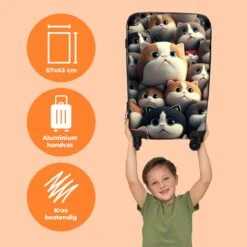 NoBoringSuitcases.com® Koffer Groot - Kat - Huisdieren - Poes - Bruin - Grijs - Trolley Koffer Met TSA-slot - Met Wielen - 90 Liter - Reiskoffer - 66 Cm -Kofferland Goedkope Winkel 1200x1200 467