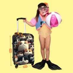 NoBoringSuitcases.com® Koffer Groot - Kat - Huisdieren - Poes - Bruin - Grijs - Trolley Koffer Met TSA-slot - Met Wielen - 90 Liter - Reiskoffer - 66 Cm -Kofferland Goedkope Winkel 1200x1200 470