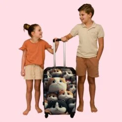 NoBoringSuitcases.com® Koffer Groot - Kat - Huisdieren - Poes - Bruin - Grijs - Trolley Koffer Met TSA-slot - Met Wielen - 90 Liter - Reiskoffer - 66 Cm -Kofferland Goedkope Winkel 1200x1200 471