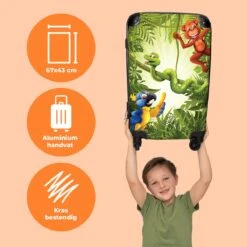 NoBoringSuitcases.com® Koffer Groot - Jungle - Dieren - Groen - Kinderen - Trolley Koffer Met TSA-slot - Met Wielen - 90 Liter - Reiskoffer - 66 Cm -Kofferland Goedkope Winkel 1200x1200 551