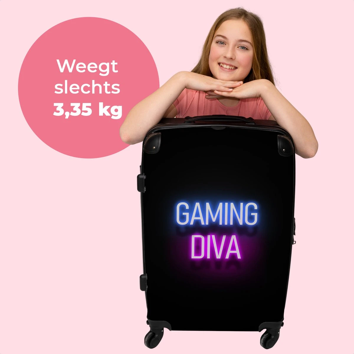 NoBoringSuitcases.com® Koffer Groot - Gaming - Quotes - Neon - Gaming Diva - Vrouwen - Trolley Koffer Met TSA-slot - Met Wielen - 90 Liter - Reiskoffer - 66 Cm 2 NoBoringSuitcases.com® Koffer Groot - Gaming - Quotes - Neon - Gaming Diva - Vrouwen - Trolley Koffer Met TSA-slot - Met Wielen - 90 Liter - Reiskoffer - 66 Cm - Afbeelding 2