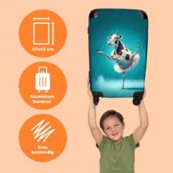 NoBoringSuitcases.com® Koffer Groot - Koe - Ballet - Portret - Blauw - Dieren - Trolley Koffer Met TSA-slot - Met Wielen - 90 Liter - Reiskoffer - 66 Cm -Kofferland Goedkope Winkel 1200x1200 647