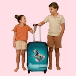 NoBoringSuitcases.com® Koffer Groot - Koe - Ballet - Portret - Blauw - Dieren - Trolley Koffer Met TSA-slot - Met Wielen - 90 Liter - Reiskoffer - 66 Cm -Kofferland Goedkope Winkel 1200x1200 651