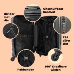 NoBoringSuitcases.com® Koffer Groot - Eenhoorn - Meisje - Patroon - Hartje - Trolley Koffer Met TSA-slot - Met Wielen - 90 Liter - Reiskoffer - 66 Cm -Kofferland Goedkope Winkel 1200x1200 655