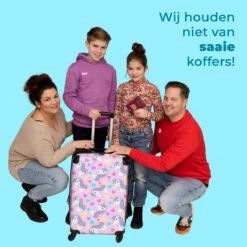 NoBoringSuitcases.com® Koffer Groot - Eenhoorn - Meisje - Patroon - Hartje - Trolley Koffer Met TSA-slot - Met Wielen - 90 Liter - Reiskoffer - 66 Cm -Kofferland Goedkope Winkel 1200x1200 656