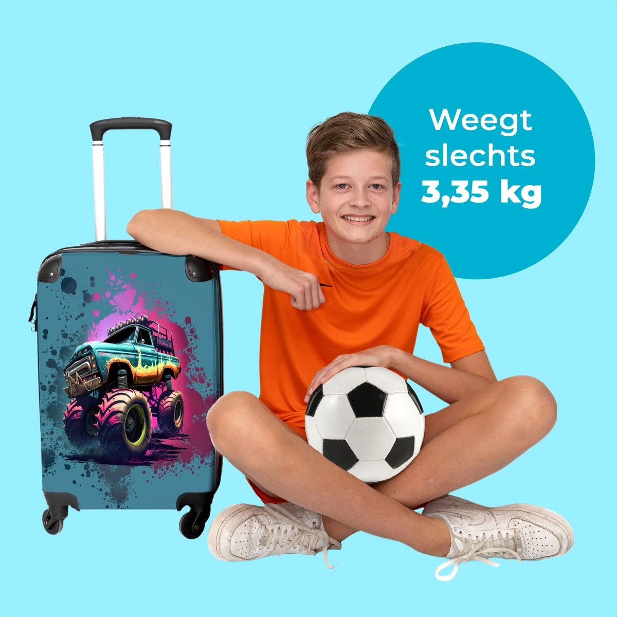 NoBoringSuitcases.com® Koffer Groot - Monstertruck - Verf - Graffiti - Roze - Neon - Trolley Koffer Met TSA-slot - Met Wielen - 90 Liter - Reiskoffer - 66 Cm 2 NoBoringSuitcases.com® Koffer Groot - Monstertruck - Verf - Graffiti - Roze - Neon - Trolley Koffer Met TSA-slot - Met Wielen - 90 Liter - Reiskoffer - 66 Cm - Afbeelding 2