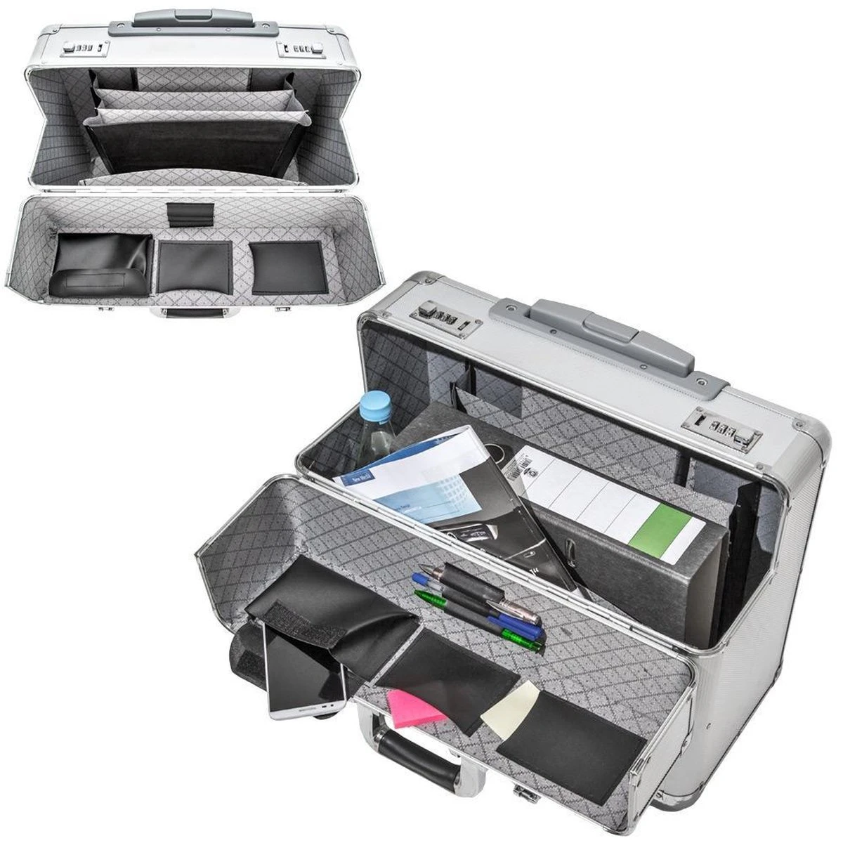 Tectake Business Pilotenkoffer - 39 Cm - Zilver 5 Tectake Business Pilotenkoffer - 39 Cm - Zilver - Afbeelding 5