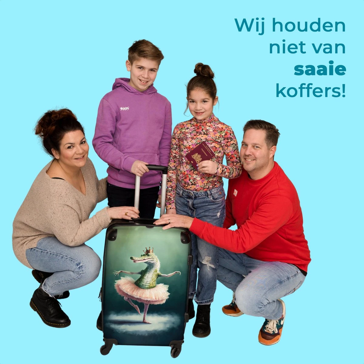NoBoringSuitcases.com® Koffer Groot - Krokodil - Kroon - Goud - Ballet - Portret - Trolley Koffer Met TSA-slot - Met Wielen - 90 Liter - Reiskoffer - 66 Cm 5 NoBoringSuitcases.com® Koffer Groot - Krokodil - Kroon - Goud - Ballet - Portret - Trolley Koffer Met TSA-slot - Met Wielen - 90 Liter - Reiskoffer - 66 Cm - Afbeelding 5