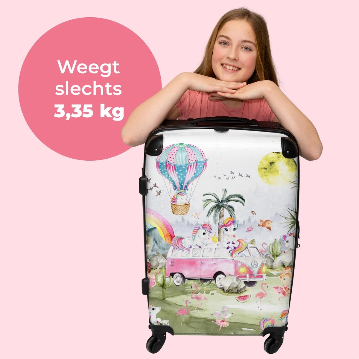 NoBoringSuitcases.com® Koffer Groot - Eenhoorn - Luchtballon - Meisjes - Regenboog - Trolley Koffer Met TSA-slot - Met Wielen - 90 Liter - Reiskoffer - 66 Cm 2 NoBoringSuitcases.com® Koffer Groot - Eenhoorn - Luchtballon - Meisjes - Regenboog - Trolley Koffer Met TSA-slot - Met Wielen - 90 Liter - Reiskoffer - 66 Cm - Afbeelding 2