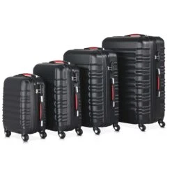 Monzana Kofferset - 4 Stuks S M L XL Met Wielen Cijferslot - Zwart