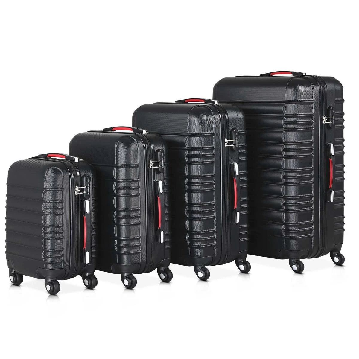 Monzana Kofferset - 4 Stuks S M L XL Met Wielen Cijferslot - Zwart 1 Monzana Kofferset - 4 Stuks S M L XL Met Wielen Cijferslot - Zwart