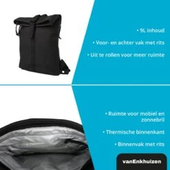VanEnkhuizen Rolltop Rugzak 9 Liter - Waterafstotend En Thermo Materiaal - Zwart -Kofferland Goedkope Winkel 1200x1200 854