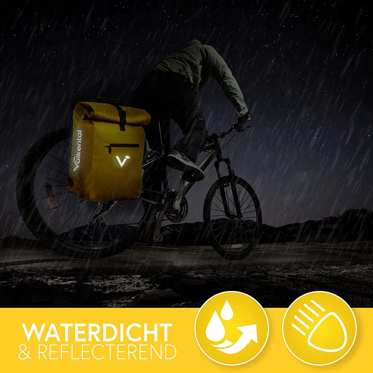 Valkental - 3in1 Fietstas - Geschikt Als Bagagetas, Rugzak En Schoudertas - Waterdicht & Reflecterend - 23L 2 Valkental - 3in1 Fietstas - Geschikt Als Bagagetas, Rugzak En Schoudertas - Waterdicht & Reflecterend - 23L - Afbeelding 2