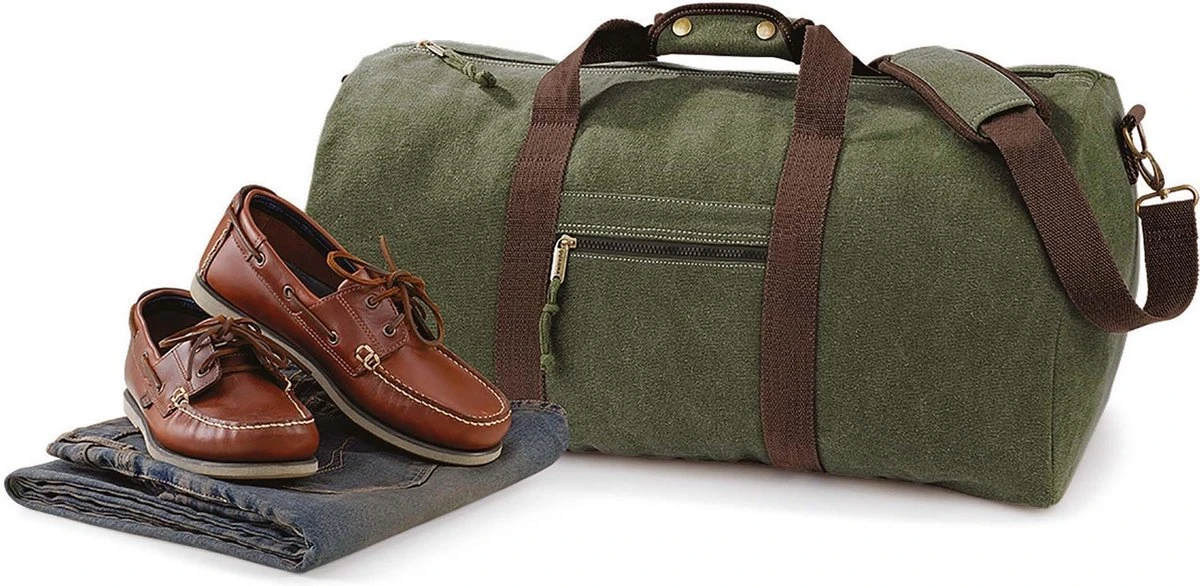 Canvas Weekendtas/reistas Donker/legergroen 45 Liter - Vintage Reistassen/weekendtassen - Tassen Voor Dames/heren/volwassenen 2 Canvas Weekendtas/reistas Donker/legergroen 45 Liter - Vintage Reistassen/weekendtassen - Tassen Voor Dames/heren/volwassenen - Afbeelding 2
