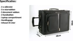 Zakelijke Handbagage Zwart - Laptopvak - Documentenvak - Businesstrolley - Pilotenkoffer - Laptop Trolley -Kofferland Goedkope Winkel 1200x687 1
