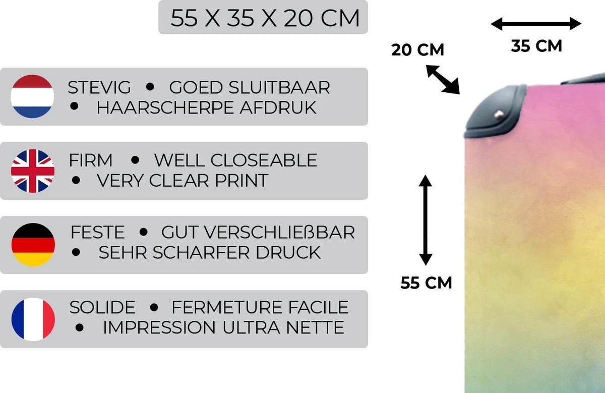 Koffer - Meisje - Regenboog - Trap - Wolken - Kinderen - Koffer Meisje - 35x55x20 Cm - Handbagage - Trolley - Reiskoffer 3 Koffer - Meisje - Regenboog - Trap - Wolken - Kinderen - Koffer Meisje - 35x55x20 Cm - Handbagage - Trolley - Reiskoffer - Afbeelding 3