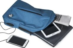 SafeSave Rugtas – Waterafstotende Schooltas Met Laptop Vak En Usb Aansluiting – Schoudertas – 15.6 Inch – Lichtblauw -Kofferland Goedkope Winkel 1200x803 3