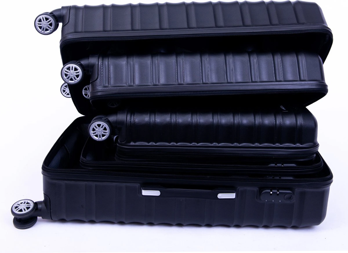 Tobeyz - Kofferset - 3-delig Zwart Handbagage - Verrijdbaar Op 4 Wielen - Stevig ABS - Lichtgewicht, Trolley 5 Tobeyz - Kofferset - 3-delig Zwart Handbagage - Verrijdbaar Op 4 Wielen - Stevig ABS - Lichtgewicht, Trolley - Afbeelding 5