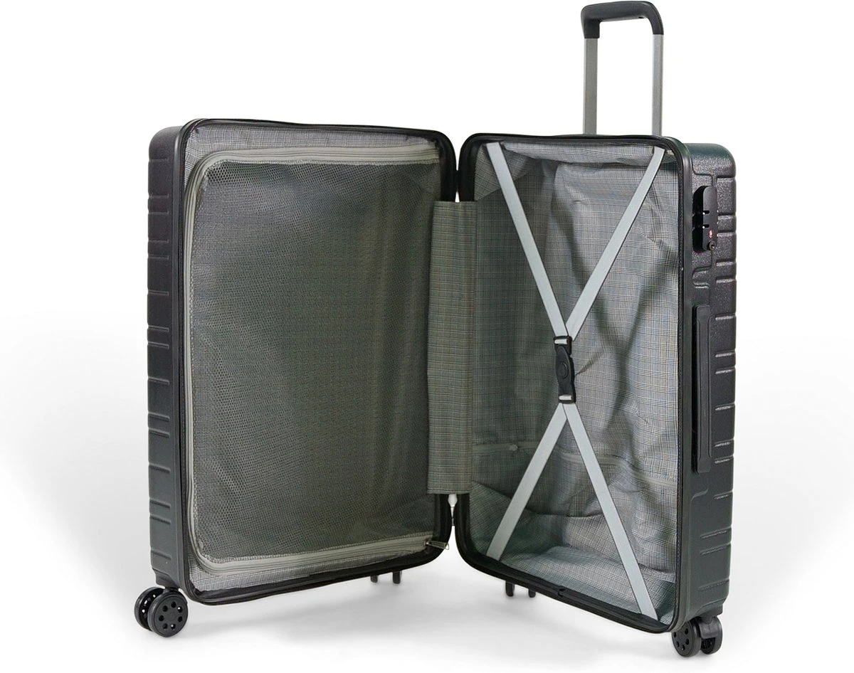 ©TROLLEYZ - Amsterdam No.9 - Reiskoffer 69cm Met TSA Slot - Dubbele Wielen - 360° Spinners - 100% ABS - Reiskoffer In Night Black 4 ©TROLLEYZ - Amsterdam No.9 - Reiskoffer 69cm Met TSA Slot - Dubbele Wielen - 360° Spinners - 100% ABS - Reiskoffer In Night Black - Afbeelding 4