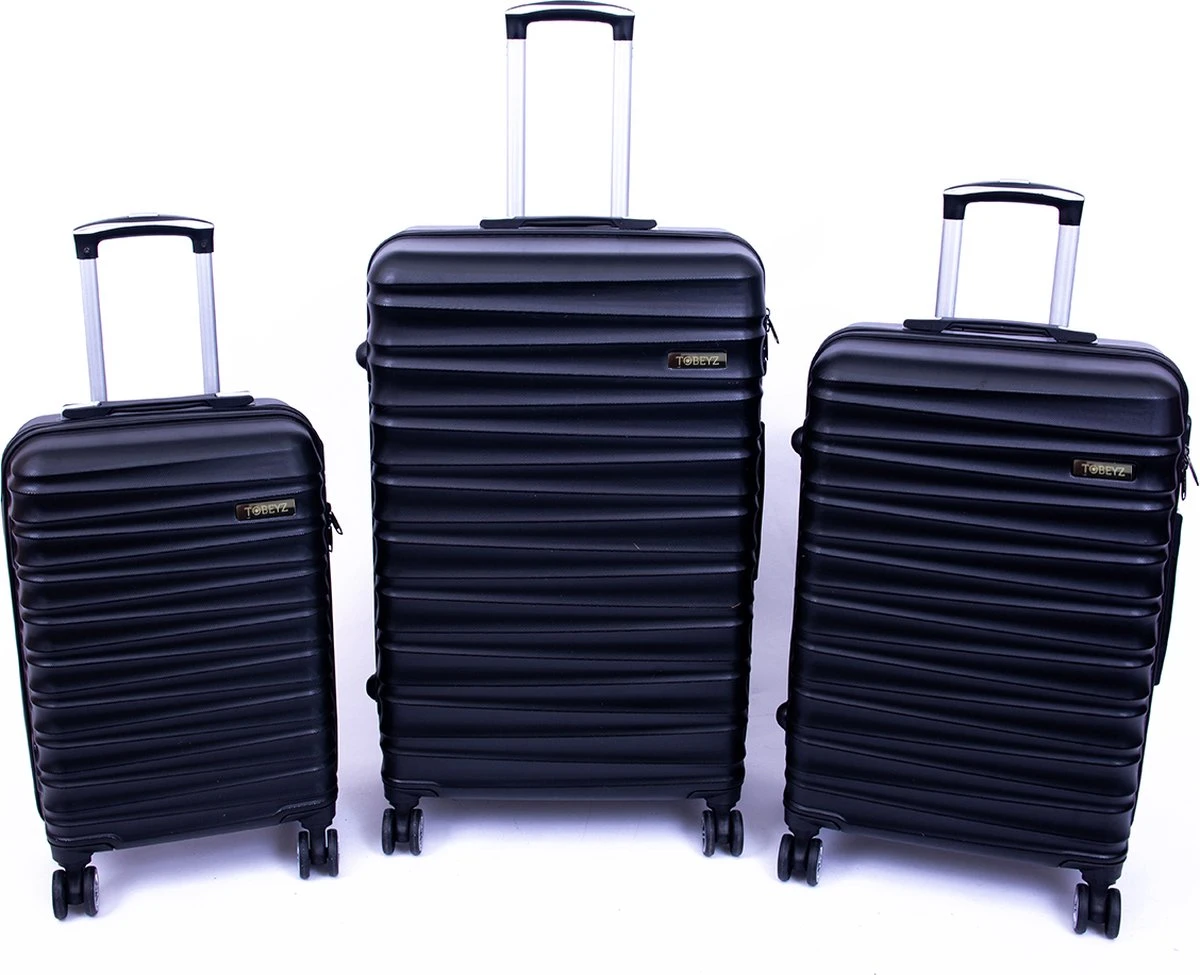 Tobeyz - Kofferset - 3-delig Zwart Handbagage - Verrijdbaar Op 4 Wielen - Stevig ABS - Lichtgewicht, Trolley 1 Tobeyz - Kofferset - 3-delig Zwart Handbagage - Verrijdbaar Op 4 Wielen - Stevig ABS - Lichtgewicht, Trolley
