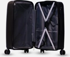 ©TROLLEYZ - Ibiza No.3 - Reiskoffer 69cm Met TSA Slot - Dubbele Wielen - 360° Spinners - 100% ABS - Reiskoffer In Night Black -Kofferland Goedkope Winkel 1200x977