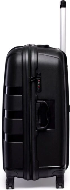 ©TROLLEYZ - Paris No.5 - Reiskoffer - 78cm Met TSA Slot - Dubbele Wielen - 360° Spinners - 100% Polypropyleen - Reiskoffer In Piano Black -Kofferland Goedkope Winkel 445x1200