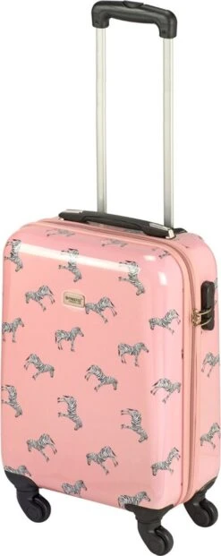 Princess Traveller Trendy Animal Collection - Handbagage Koffer - Zebra - Roze - 56cm -Kofferland Goedkope Winkel 477x1200