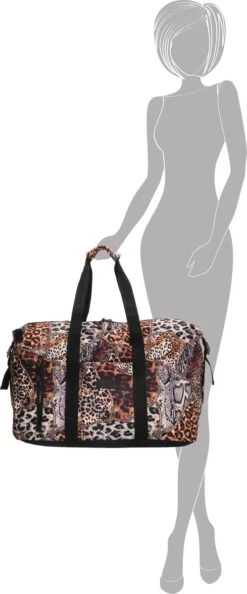 Enrico Benetti Safari Weekend Tas Ruime Sporttas Reistas Dierenprint Bruin -Kofferland Goedkope Winkel 499x1200