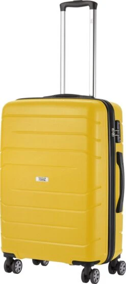 TravelZ Big Bars Reiskoffer 68 Cm Met Dubbele Wielen - Trolley Koffer Met TSA-slot - Geel