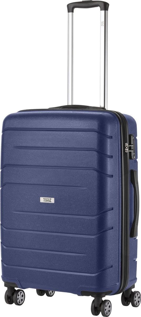 TravelZ Big Bars Reiskoffer 68 Cm Met Dubbele Wielen - Trolley Koffer Met TSA-slot - Blauw 1 TravelZ Big Bars Reiskoffer 68 Cm Met Dubbele Wielen - Trolley Koffer Met TSA-slot - Blauw