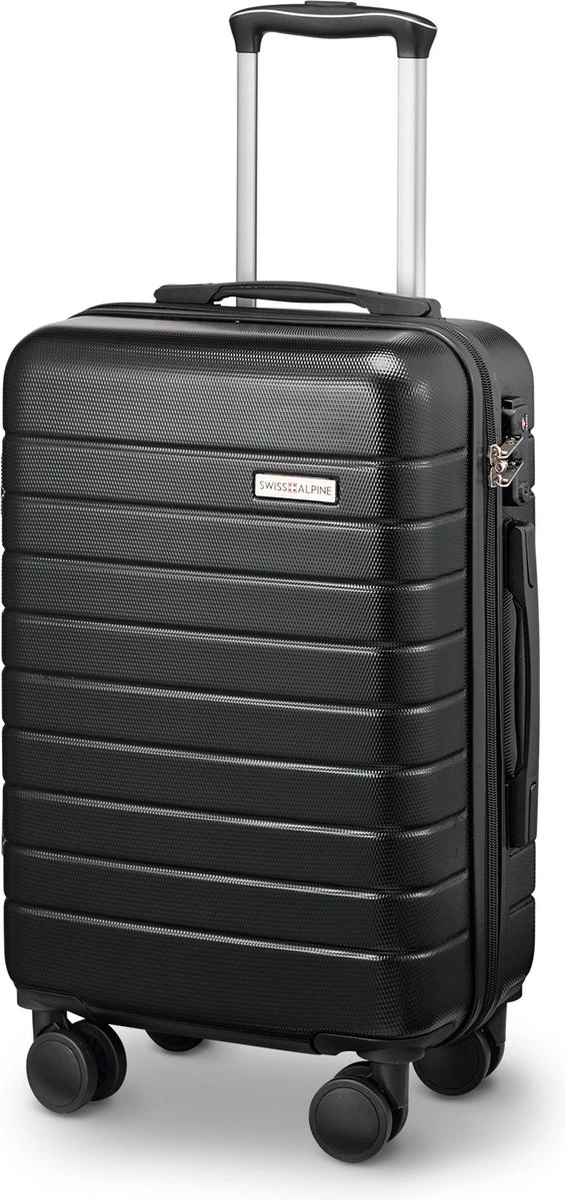 Swiss Alpine 2.0 - Handbagage Koffer - 55x35x20 Cm - 4 Wielen - Zwart 1 Swiss Alpine 2.0 - Handbagage Koffer - 55x35x20 Cm - 4 Wielen - Zwart
