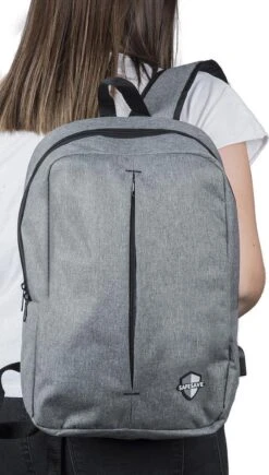 SafeSave Rugtas – Waterafstotende Schooltas Met Laptop Vak En Usb Aansluiting – Schoudertas – 15.6 Inch – Licht Grijs -Kofferland Goedkope Winkel 682x1200 2