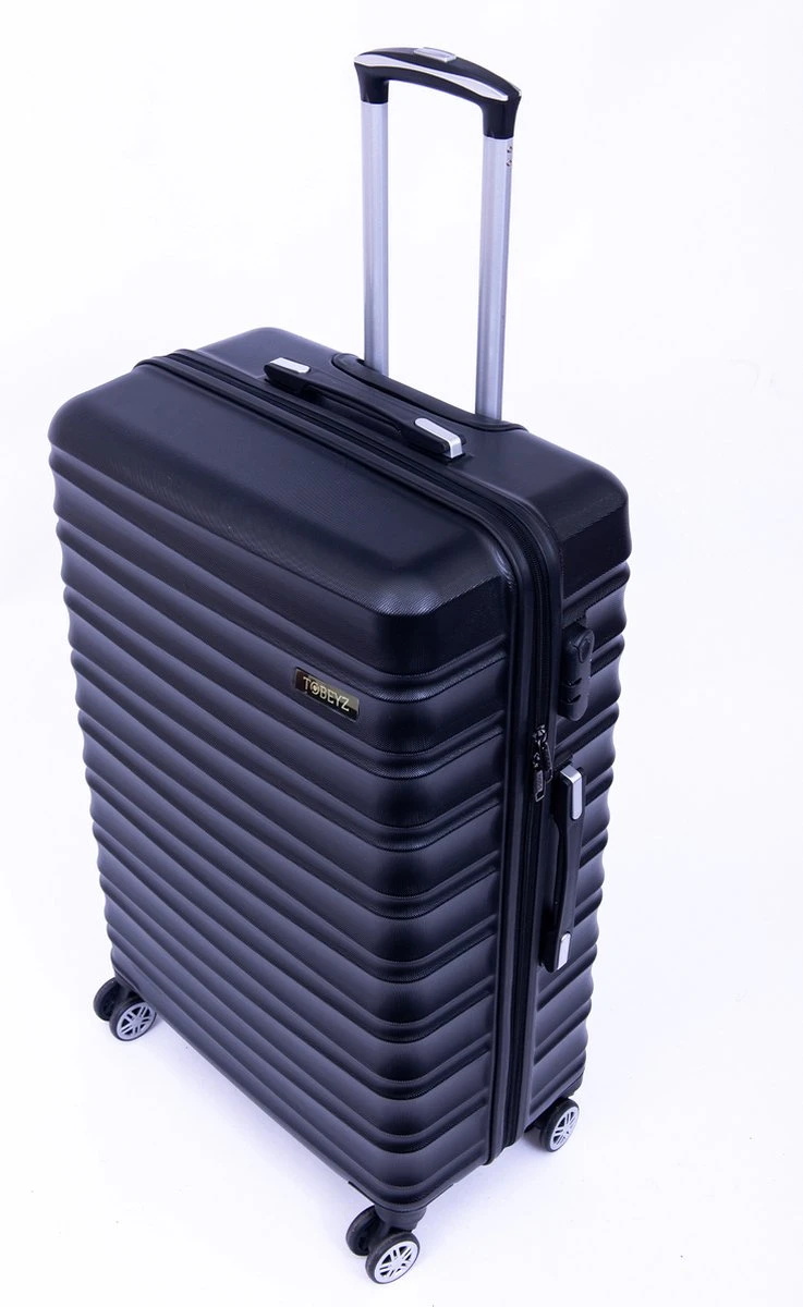 Tobeyz - Kofferset - 3-delig Zwart Handbagage - Verrijdbaar Op 4 Wielen - Stevig ABS - Lichtgewicht, Trolley 2 Tobeyz - Kofferset - 3-delig Zwart Handbagage - Verrijdbaar Op 4 Wielen - Stevig ABS - Lichtgewicht, Trolley - Afbeelding 2