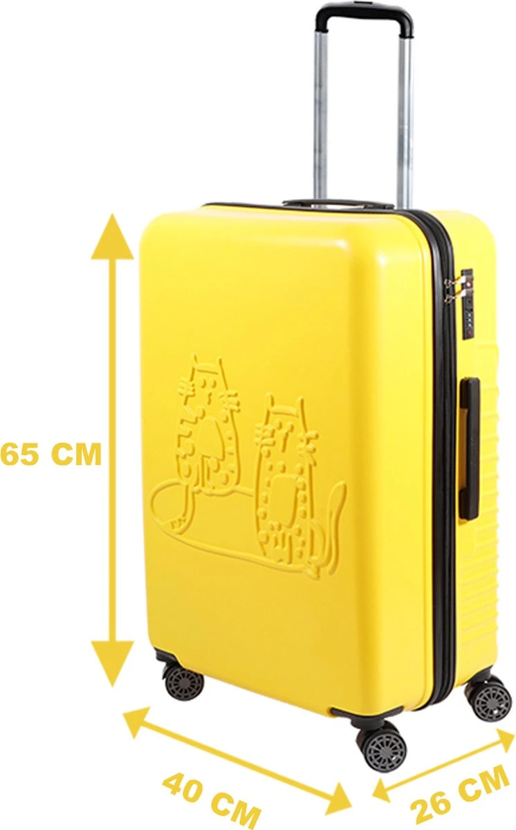 Biggdesign Cats Koffer - Ruimbagage Reiskoffer - Geel - Medium 6 Biggdesign Cats Koffer - Ruimbagage Reiskoffer - Geel - Medium - Afbeelding 6