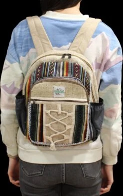 Kleine Hennep Rugzak - Rugtas - Touw- En Zakkenstijl - 30x22x7cm -Kofferland Goedkope Winkel 758x1200 10