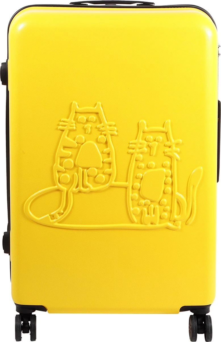 Biggdesign Cats Koffer - Ruimbagage Reiskoffer - Geel - Medium 2 Biggdesign Cats Koffer - Ruimbagage Reiskoffer - Geel - Medium - Afbeelding 2