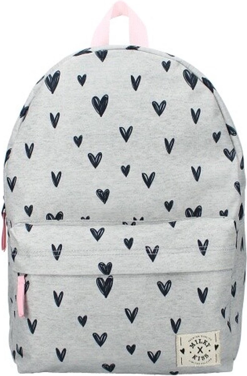 Milky Kiss Clever Girls - Rugzak - Schooltas Meisje - Grijs - Hartjes 8 Milky Kiss Clever Girls - Rugzak - Schooltas Meisje - Grijs - Hartjes - Afbeelding 8