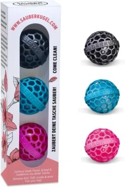 Sauberkugel - Tassenreiniger - Schoonmaakbal - Herbruikbaar - 3-pack - 3 Kleuren