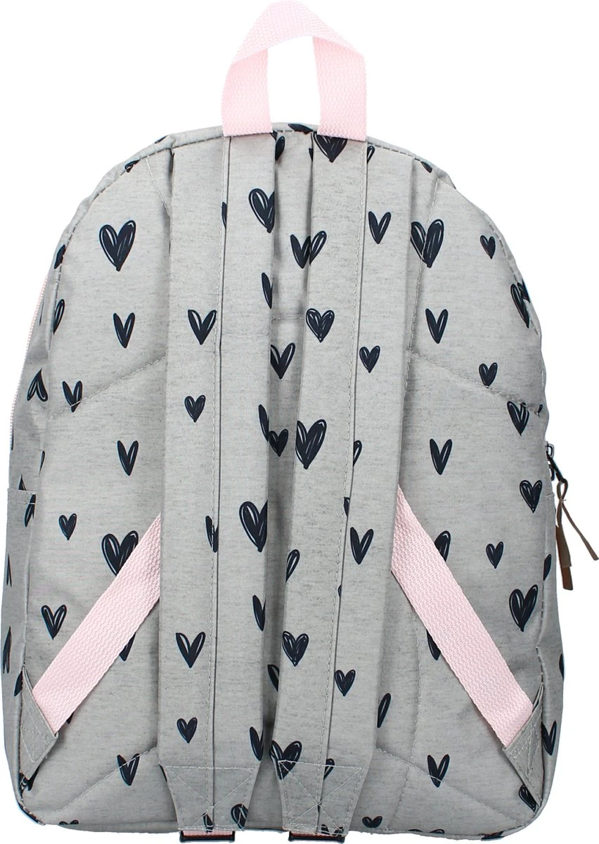 Milky Kiss Clever Girls - Rugzak - Schooltas Meisje - Grijs - Hartjes 3 Milky Kiss Clever Girls - Rugzak - Schooltas Meisje - Grijs - Hartjes - Afbeelding 3