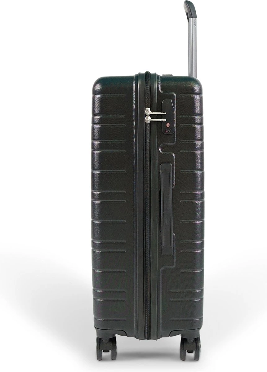 ©TROLLEYZ - Amsterdam No.9 - Reiskoffer 69cm Met TSA Slot - Dubbele Wielen - 360° Spinners - 100% ABS - Reiskoffer In Night Black 2 ©TROLLEYZ - Amsterdam No.9 - Reiskoffer 69cm Met TSA Slot - Dubbele Wielen - 360° Spinners - 100% ABS - Reiskoffer In Night Black - Afbeelding 2