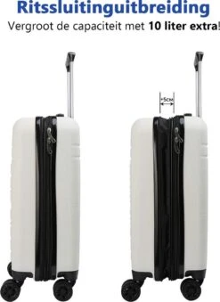 CabinMax Velocity Handbagage Koffer - Uitbreidbaar Trolley 44L - Harde Reiskoffer - 55x40x20/25 Cm - Lichtgewicht - Groot Capaciteit - Wit 11 CabinMax Velocity Handbagage Koffer - Uitbreidbaar Trolley 44L - Harde Reiskoffer - 55x40x20/25 Cm - Lichtgewicht - Groot Capaciteit - Wit -Kofferland Goedkope Winkel 874x1200 1