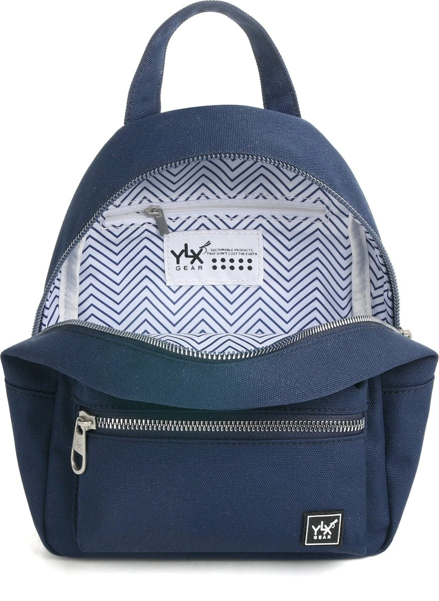 YLX Mini Backpack Voor Dames. Marine Blauw. Recycled Rpet Materiaal. Eco-friendly 4 YLX Mini Backpack Voor Dames. Marine Blauw. Recycled Rpet Materiaal. Eco-friendly - Afbeelding 4