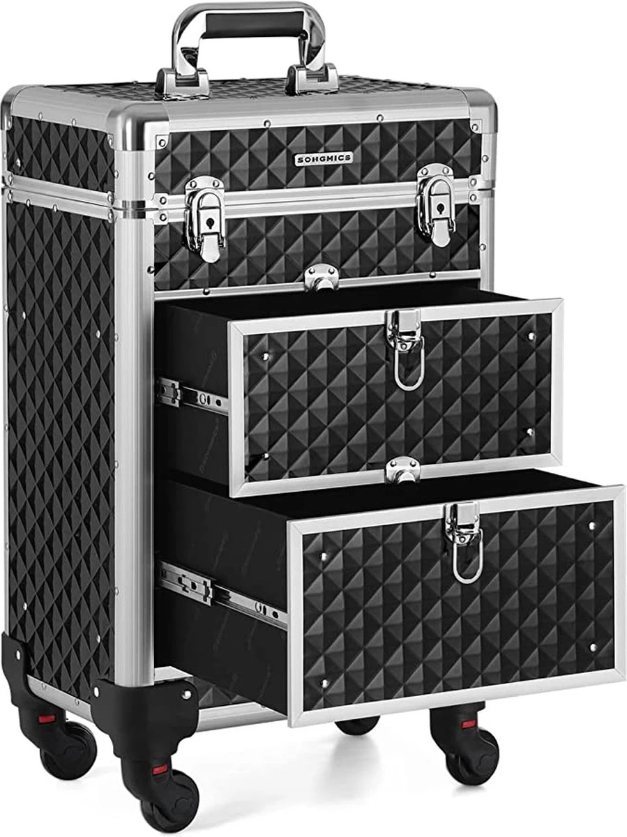 Cosmetic Case Trolley - Professionele Make-up Case - Kapperskoffer Met 4 Uitneembare Wielen 6 Cosmetic Case Trolley - Professionele Make-up Case - Kapperskoffer Met 4 Uitneembare Wielen - Afbeelding 6