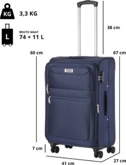 Travelz Softspinner TSA Reiskoffer 67cm - Zachte Reiskoffer Met Expander - Blauw 12 Travelz Softspinner TSA Reiskoffer 67cm - Zachte Reiskoffer Met Expander - Blauw -Kofferland Goedkope Winkel 914x1200